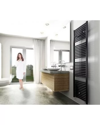 500x1200 - 673 Watt | Handdoekradiator Zwart Zij- & Middenaansluiting