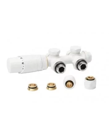 Witte radiator aansluitset Recht voor radiatoren met onder aansluiting t.b.v 15 mm buis